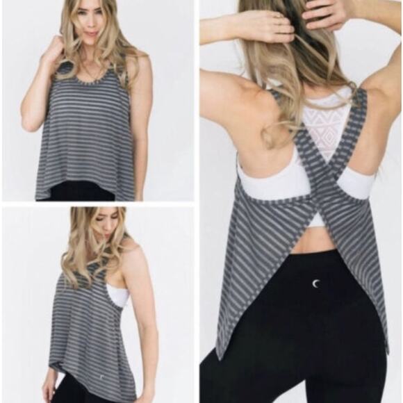 ZYIA Tops - Zyia Active Gray Nimbus Split Open Back Athletic Tank Top Women's Large NWT